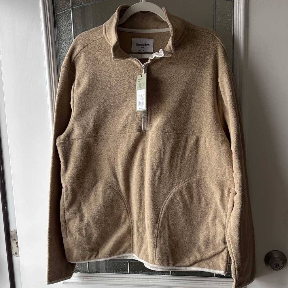 Coastal Blue Men's Zip-Up Beige Sweater